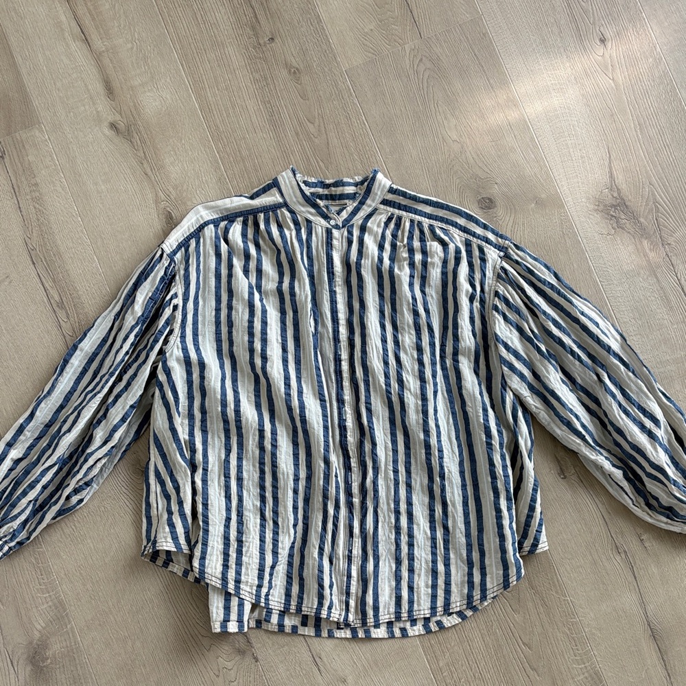 We The Free Navy and Beige Striped Shirt